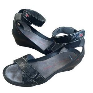 Wolky Eras Black Wedge Chic Sandals, Comfort Walking Shoes ALL DAY SUPPORT